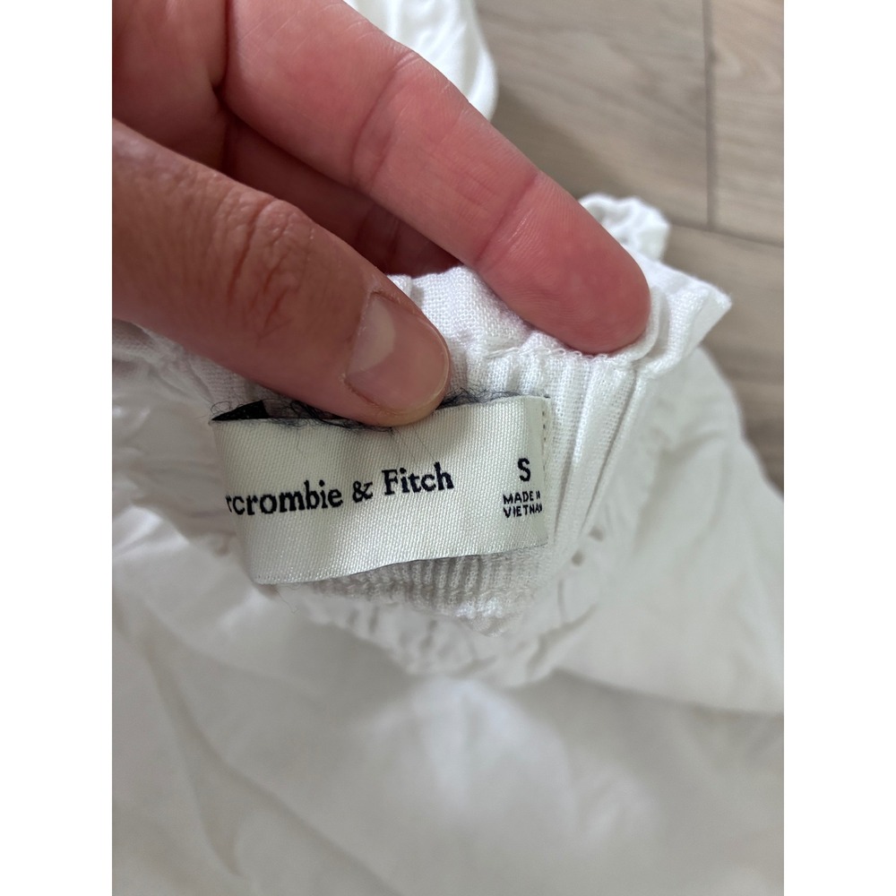 Abercrombie & Fitch White Linen Blend Wide Leg Smocked Waist Pants Small - Picture 3 of 4